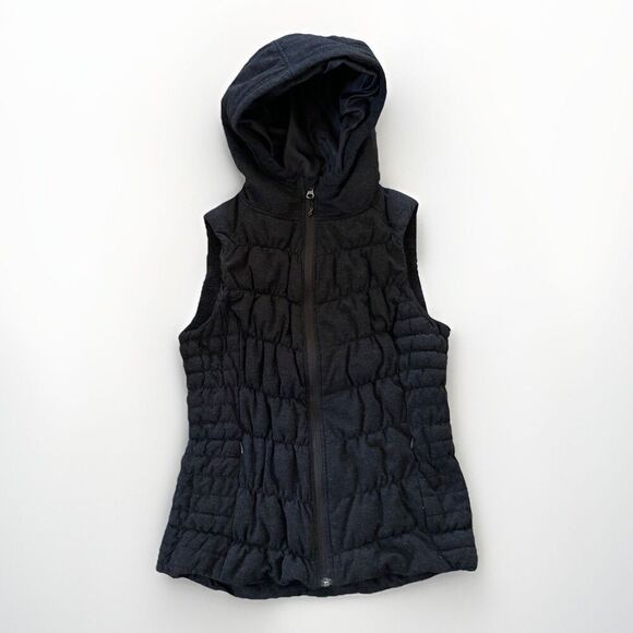 Be By Blanc Noir Women's Padded Vest Size Medium Soft Black Hoodie Full Zip - Picture 1 of 7